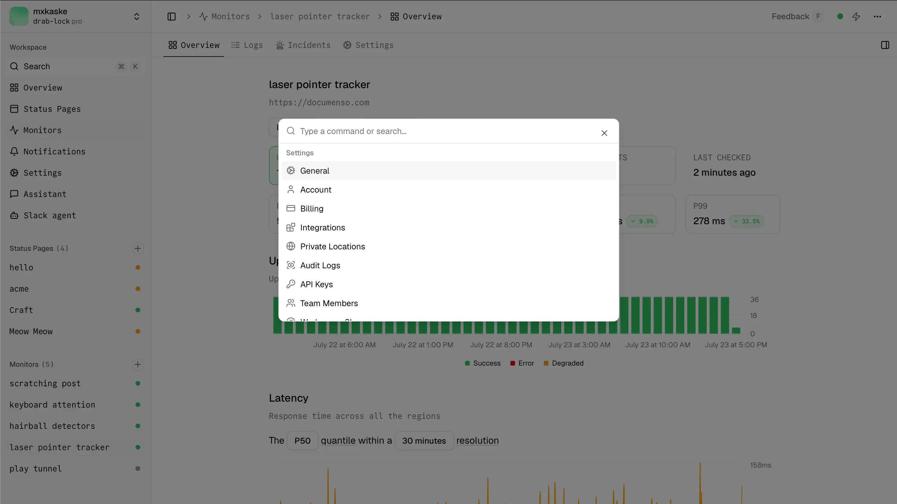 Command Menu for the Dashboard