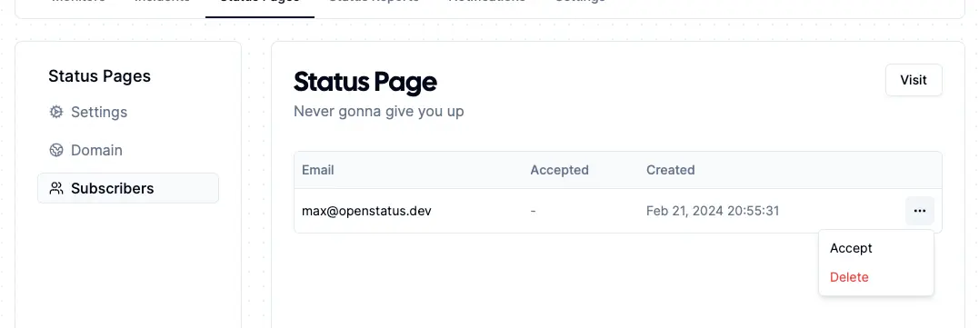Status Page Subscribers